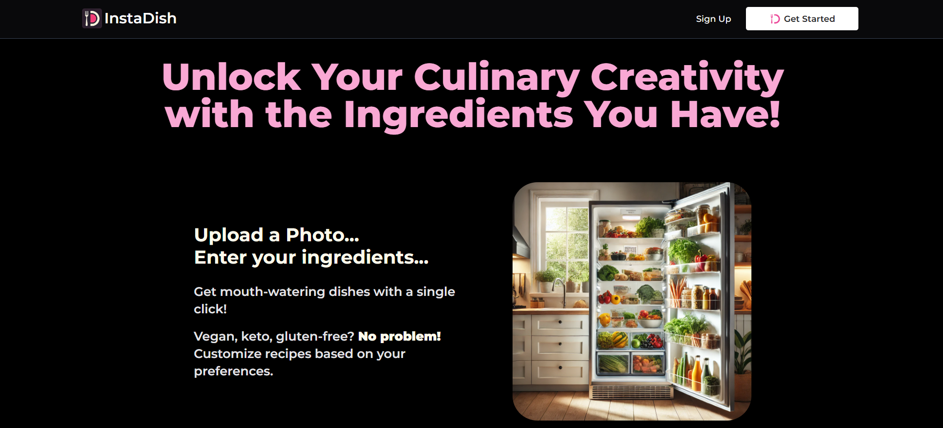 InstaDish generando recetas personalizadas