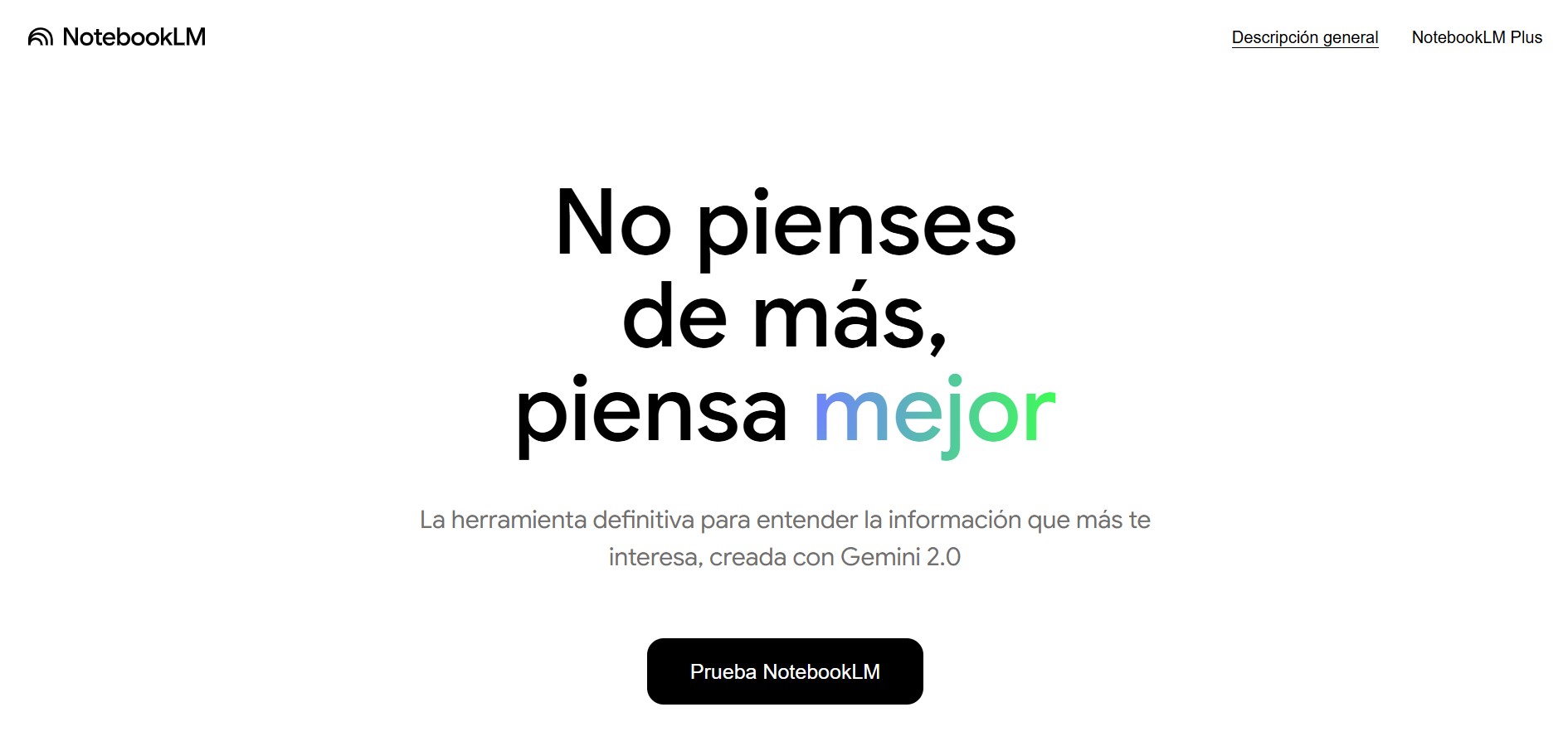 Imagen de bienvenida de NotebookLM enfatizando productividad e inteligencia en la investigación.