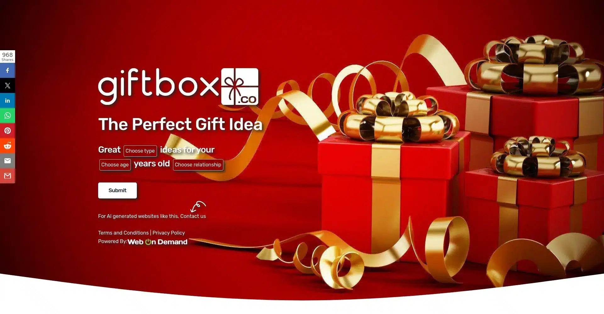 Página web de giftbox.co con cajas de regalo
