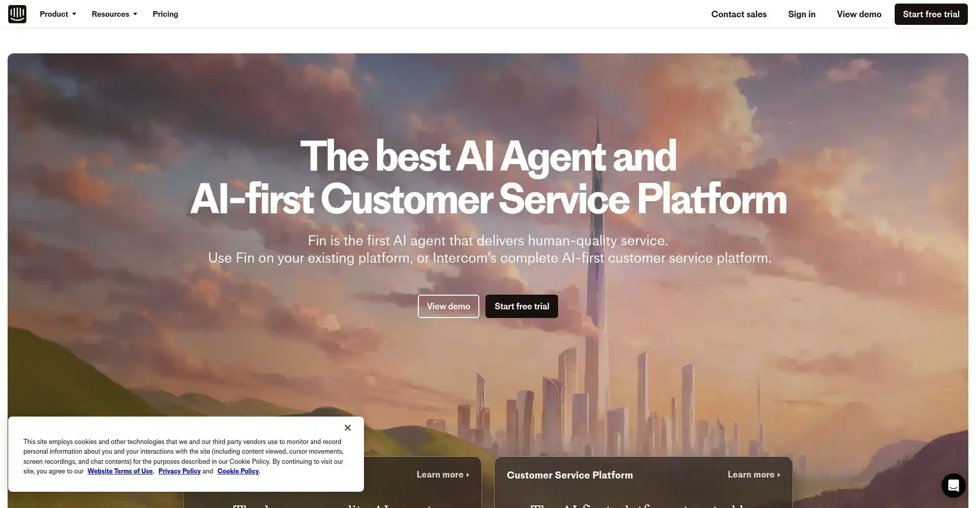 Captura de pantalla de plataforma de servicio al cliente con IA