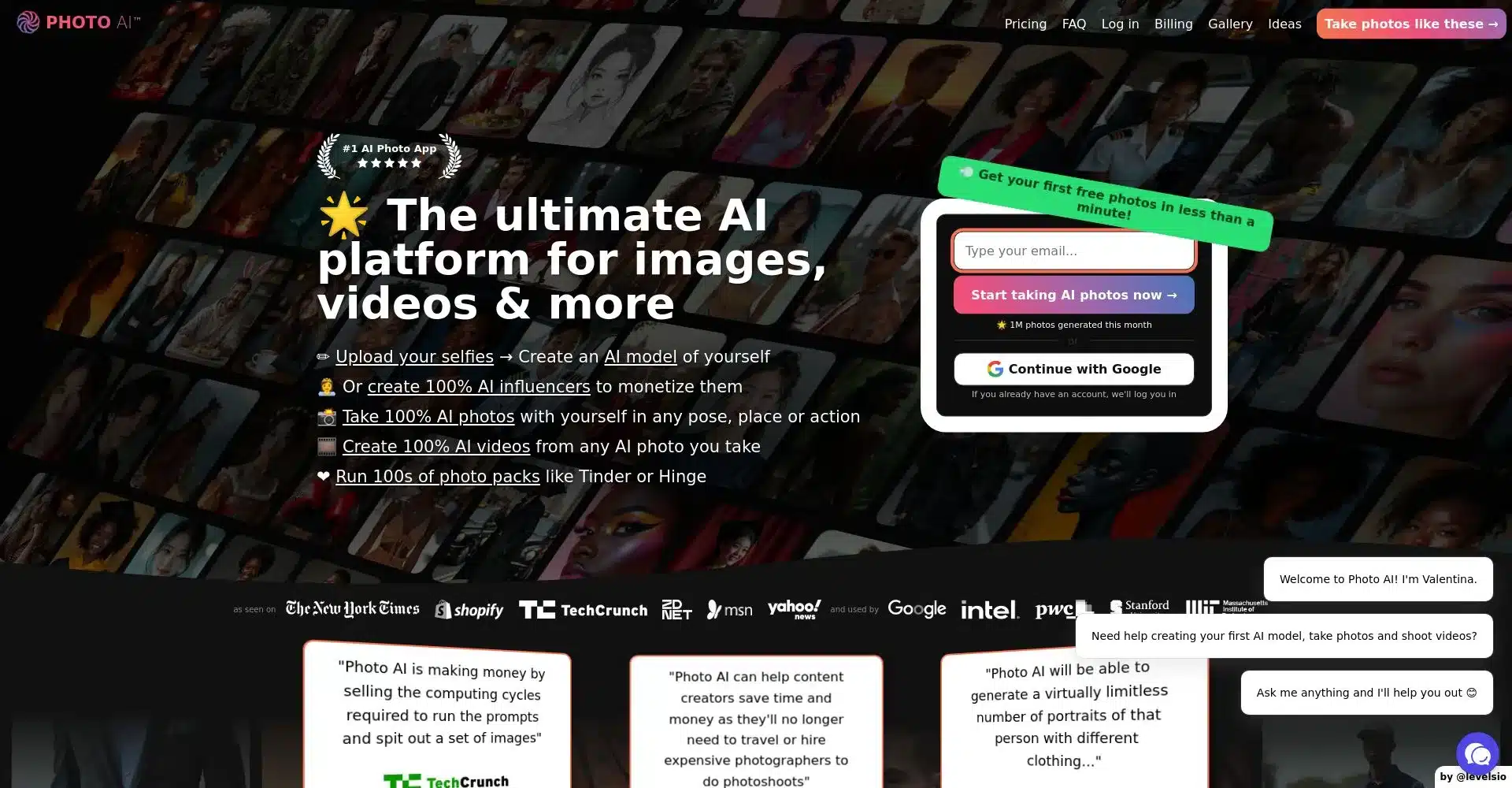 Interfaz de la plataforma AI para imágenes y videos