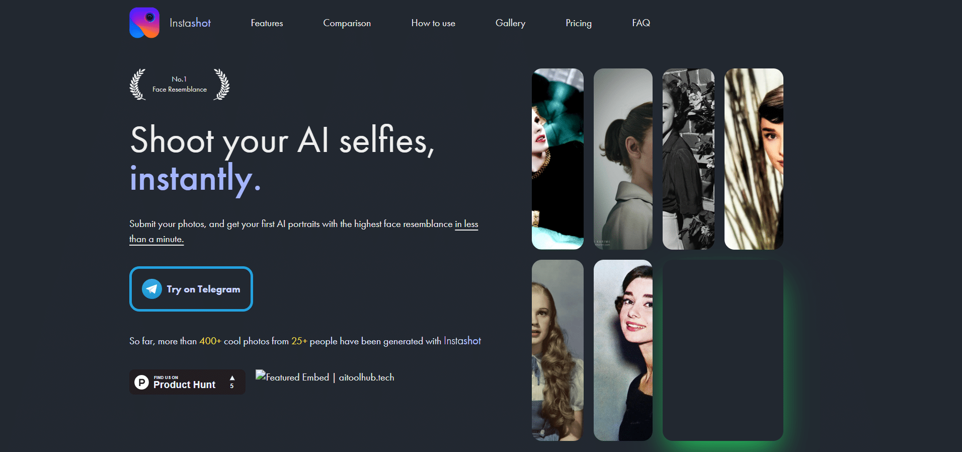 Mosaico de retratos generados automáticamente a partir de selfies, con estilos artísticos variados.