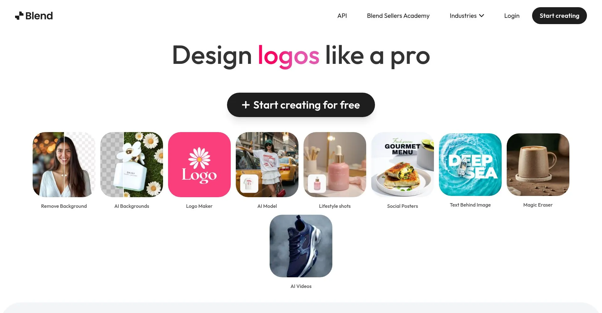 Interfaz de Blend para diseñar logos