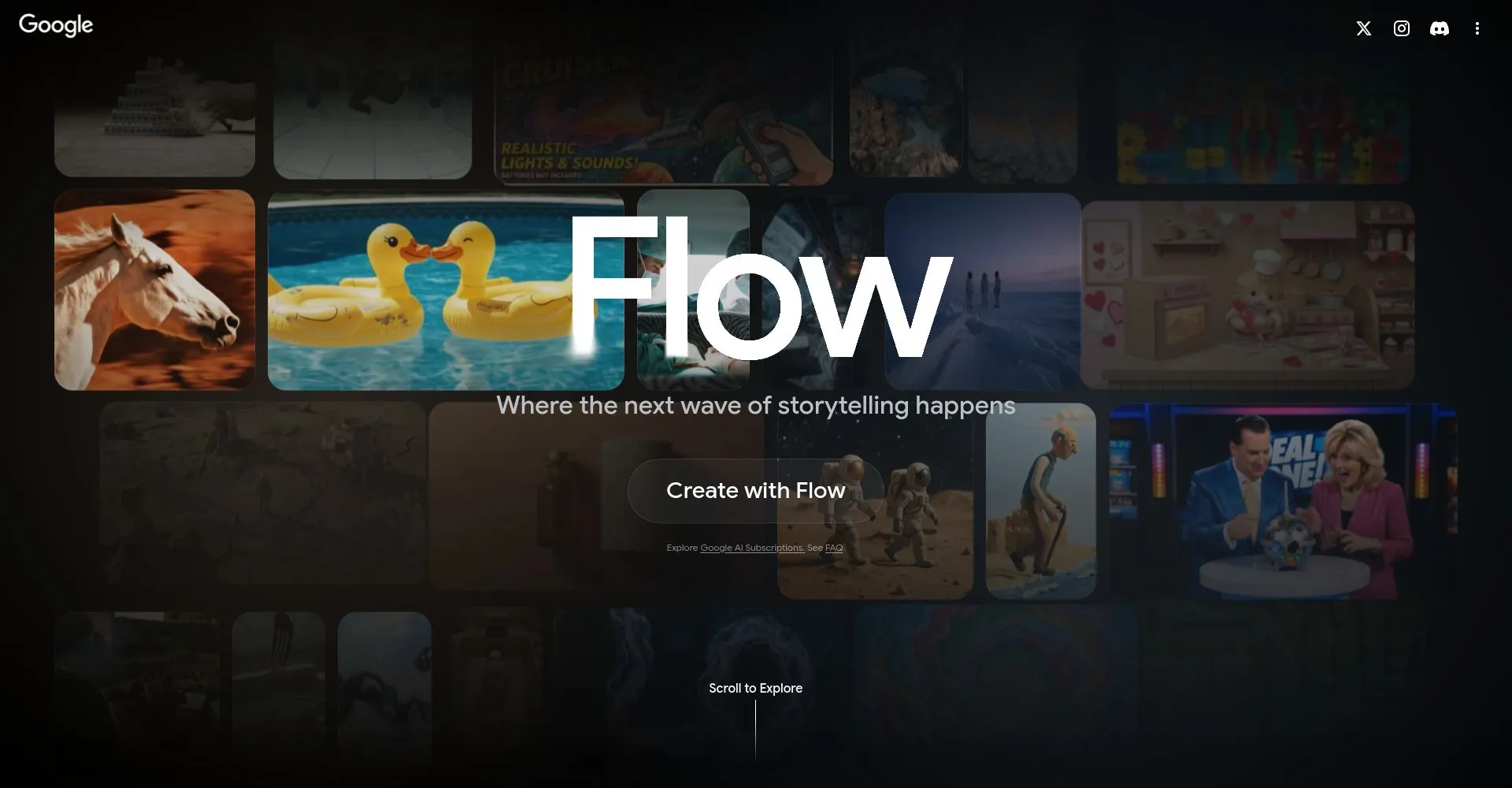 Interfaz de Flow para crear historias