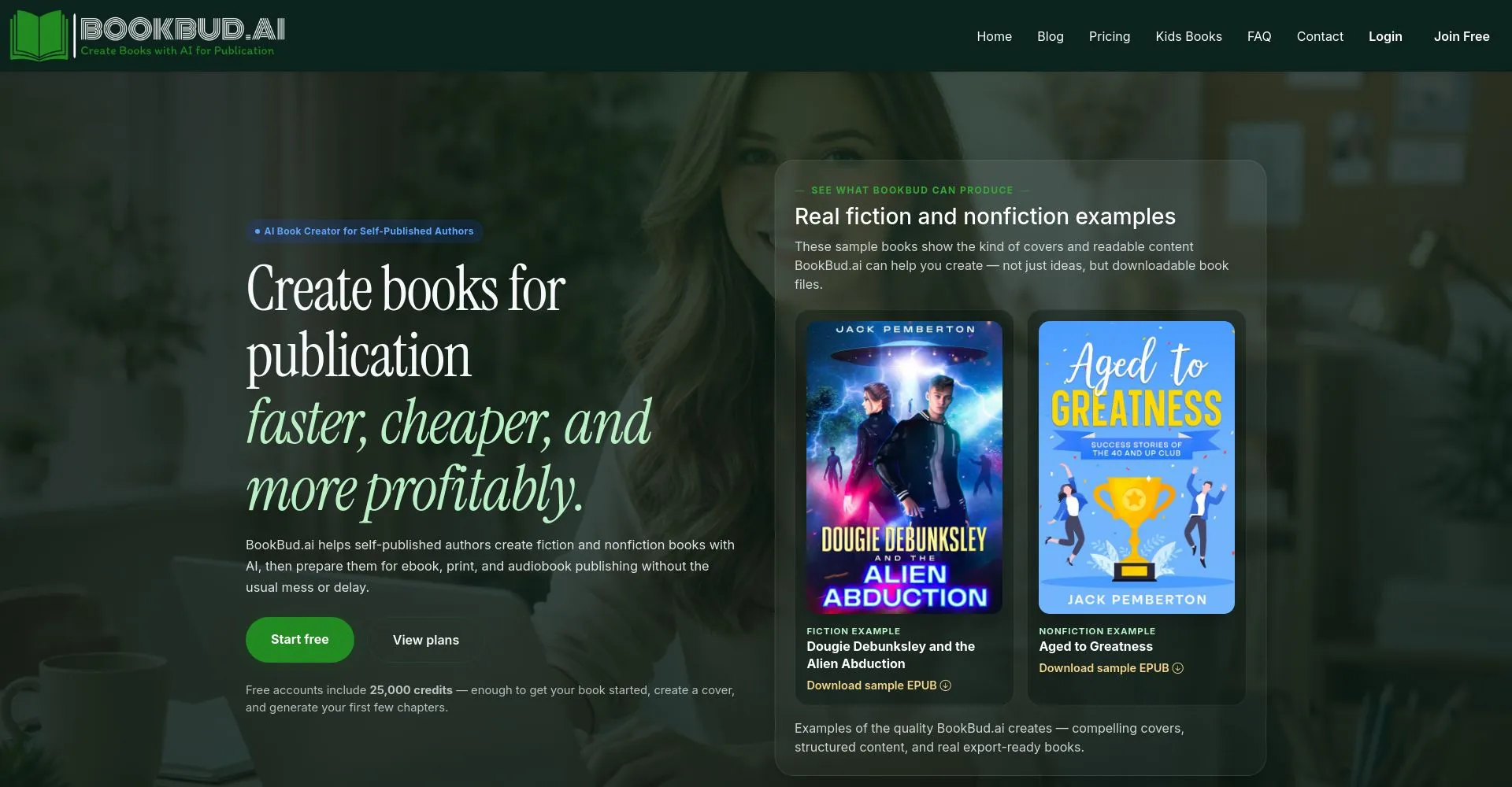 Interfaz de BookBud.ai para crear libros con IA