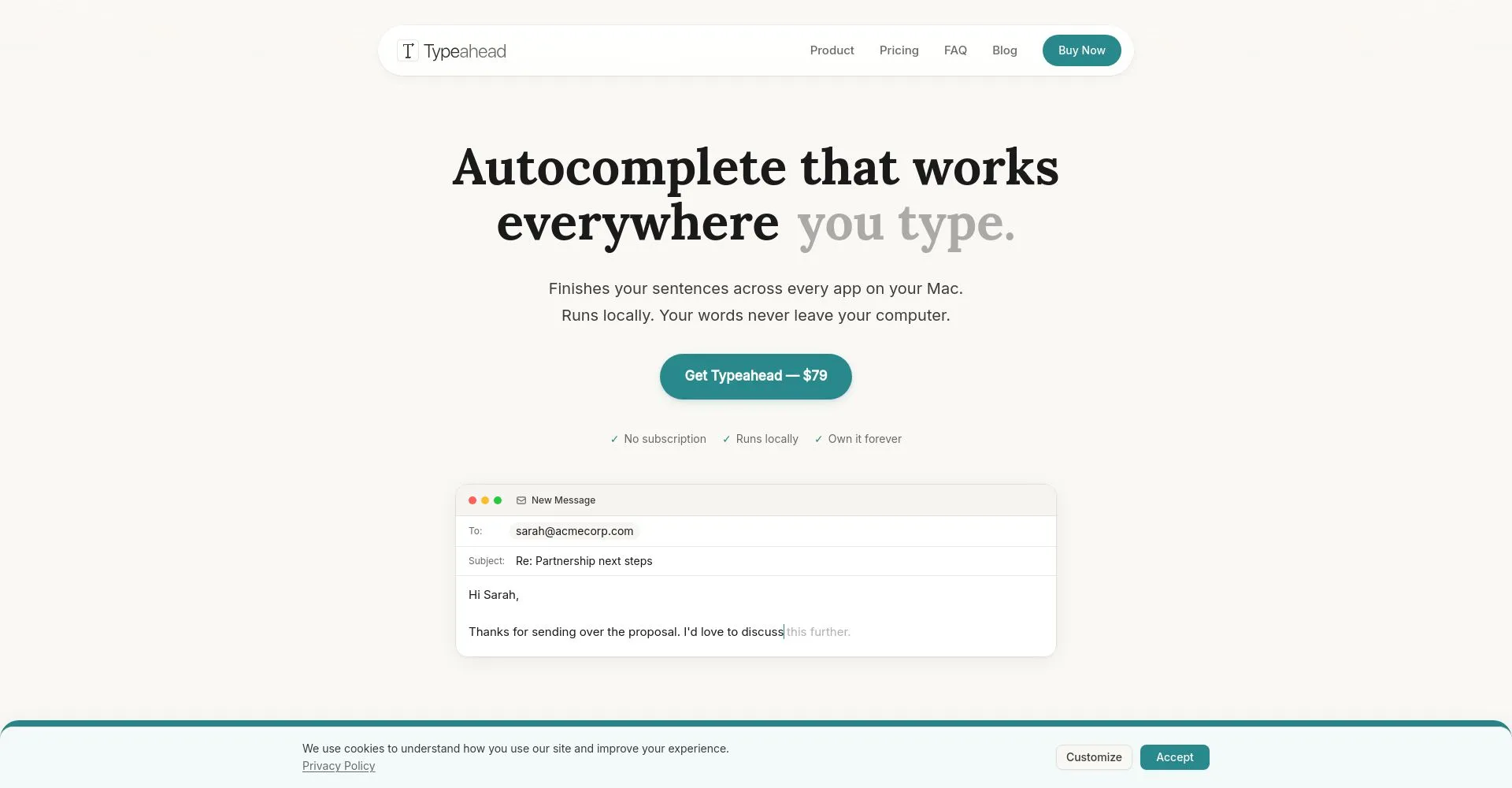 Captura de pantalla del sitio web Typeahead mostrando características del autocompletado